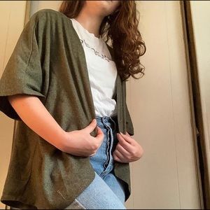 Green Coverup Drape Cardigan